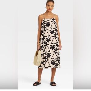 Linen Flower Dress Midi